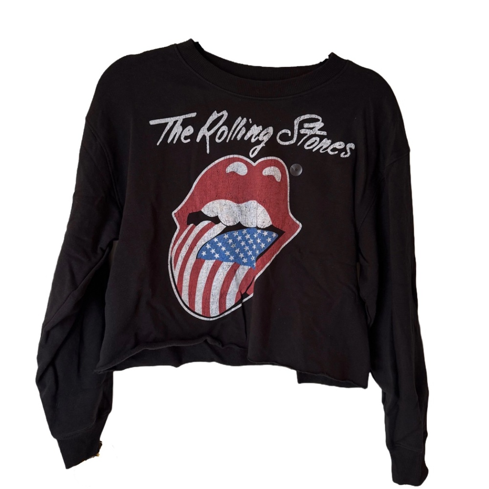 Cropped Charcoal Rolling Stones Sweatshirt Size Medium NWT